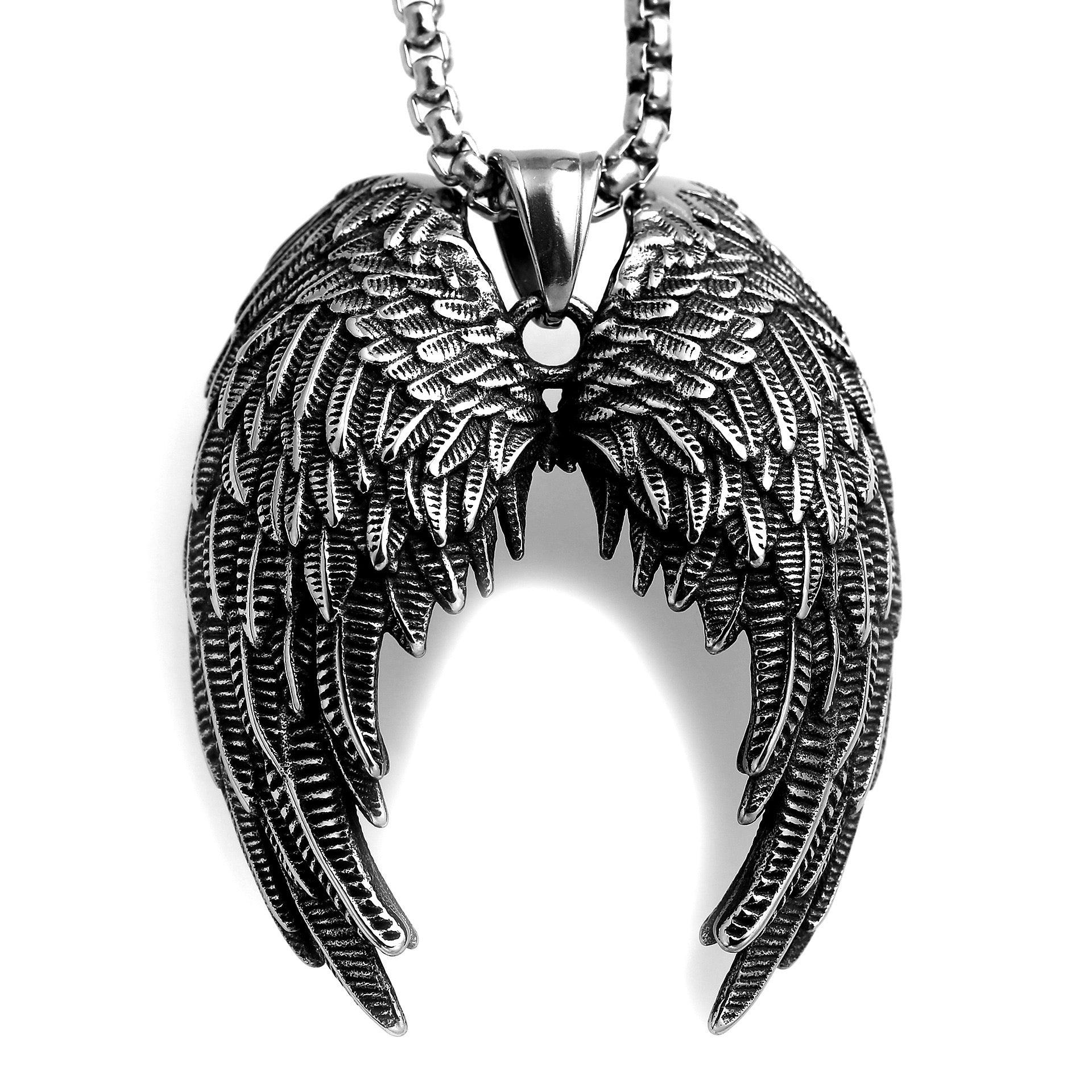 Stainless Steel Large Angle Wings Necklace