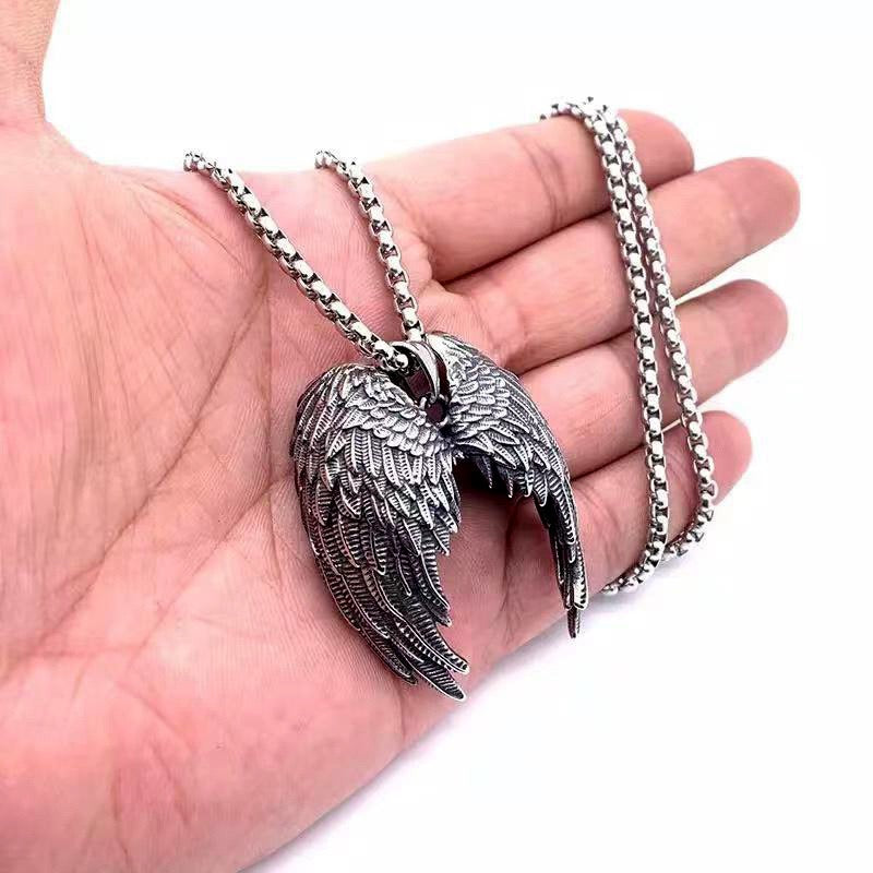 Stainless Steel Large Angle Wings Necklace