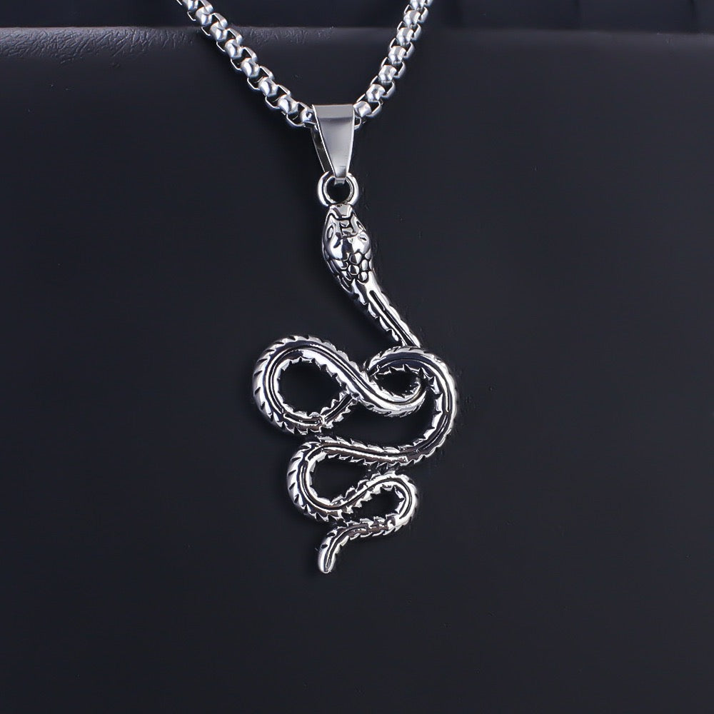 Stainless Steel Cute Entangled Snake Necklace