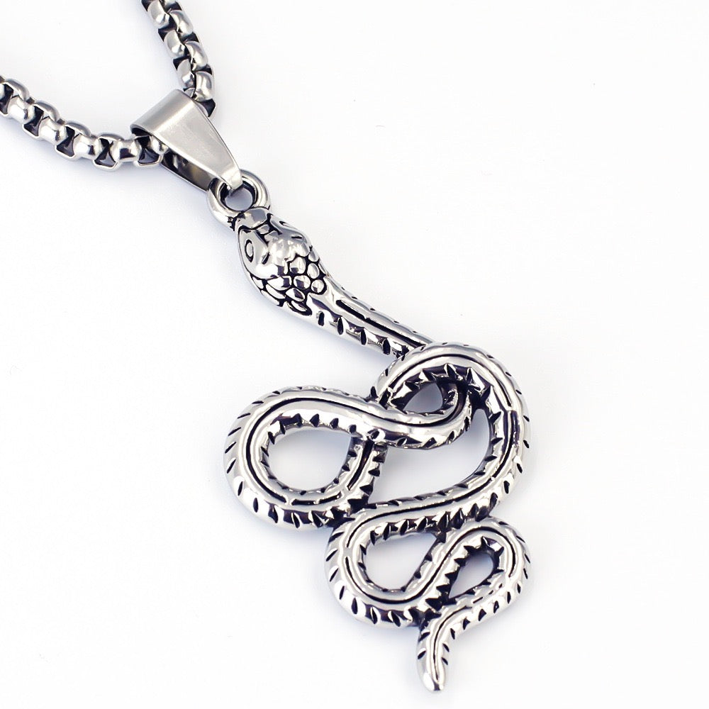 Stainless Steel Cute Entangled Snake Necklace