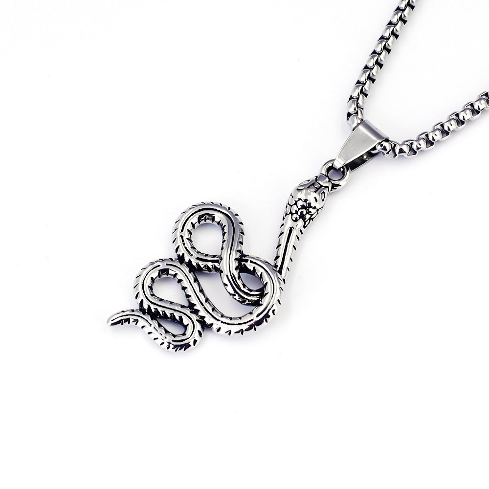 Stainless Steel Cute Entangled Snake Necklace