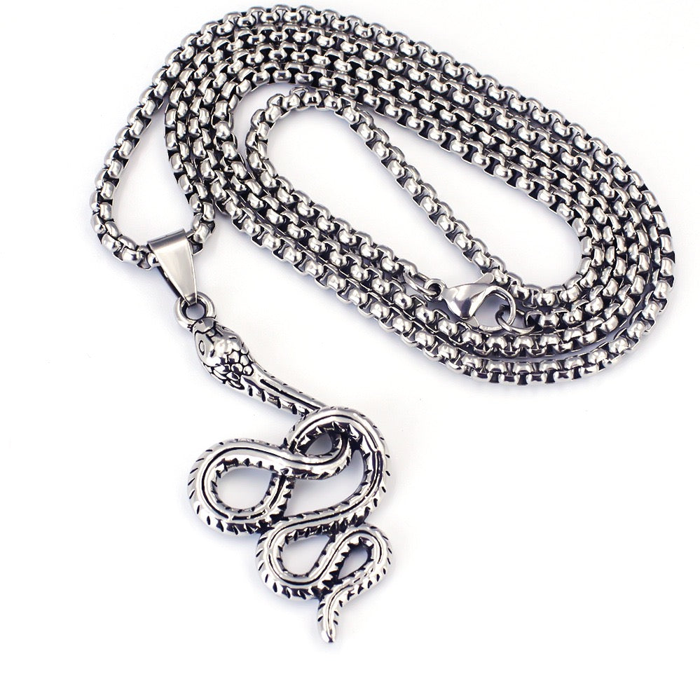 Stainless Steel Cute Entangled Snake Necklace