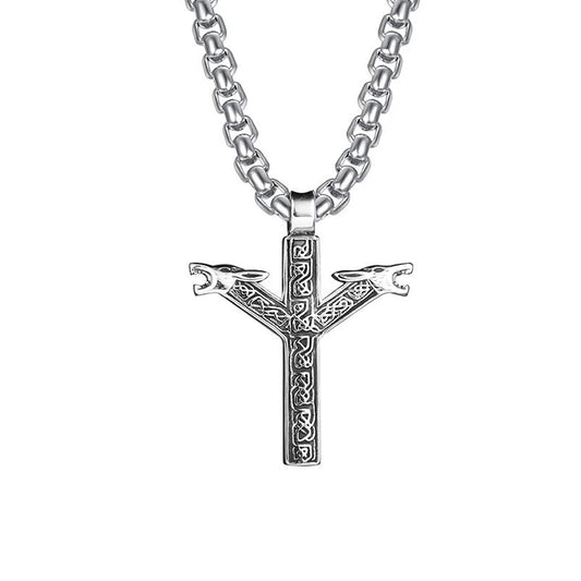 Stainless Steel Two-headed Wolf Necklace