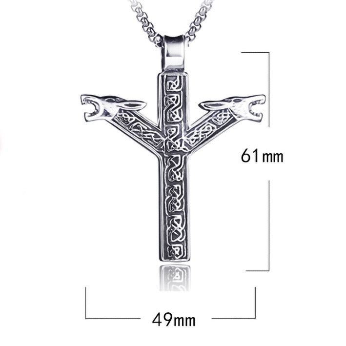 Stainless Steel Two-headed Wolf Necklace