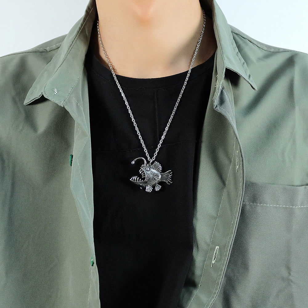 Stainless Steel Lanternfish Footballfish Necklace