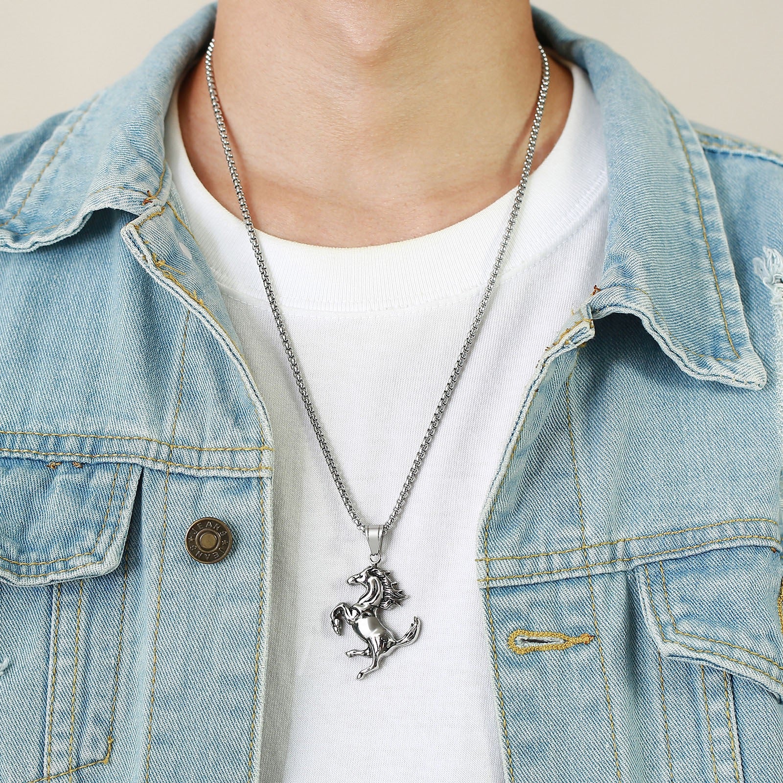 Stainless Steel Gallant Horse Necklace