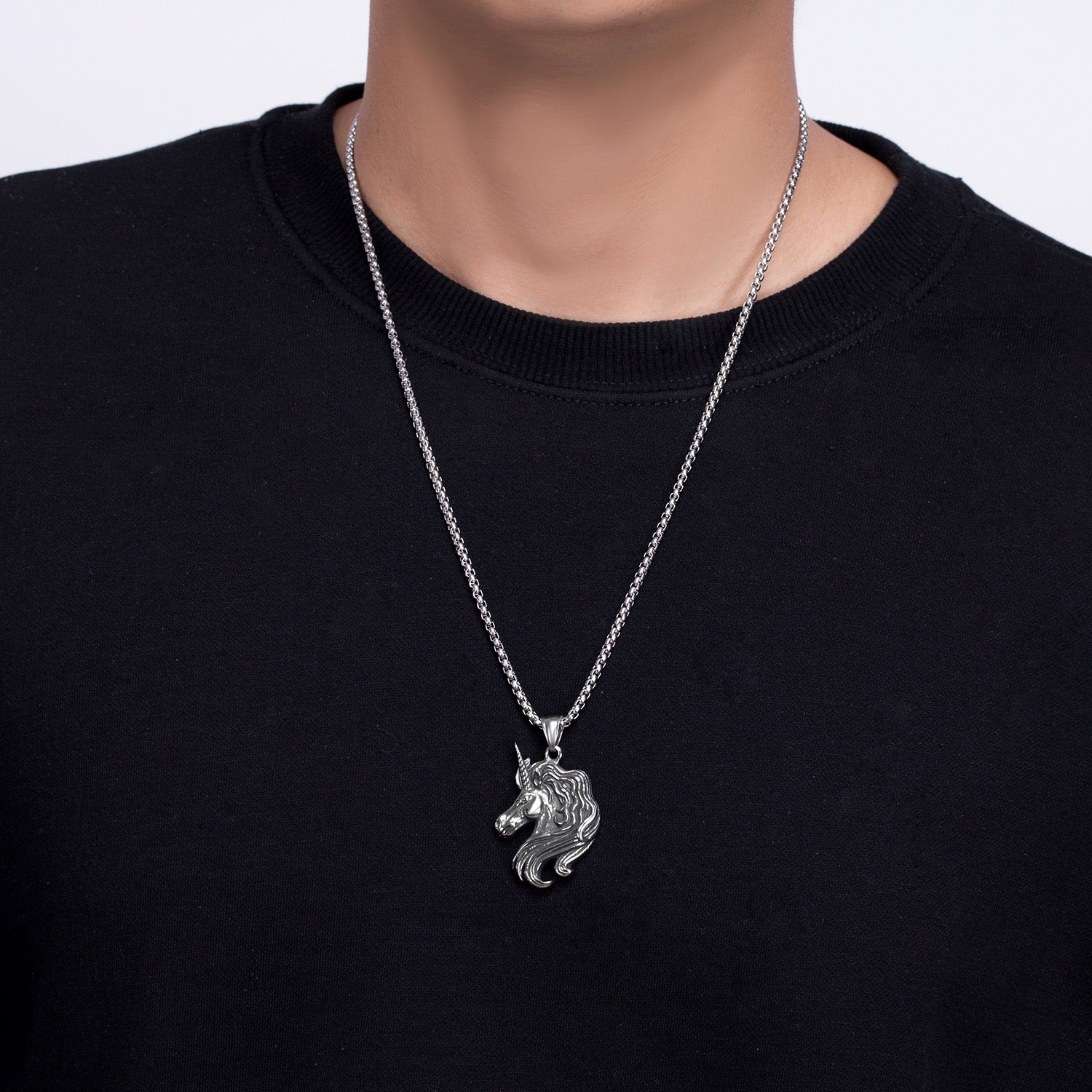 Stainless Steel Unicorn Head Necklace