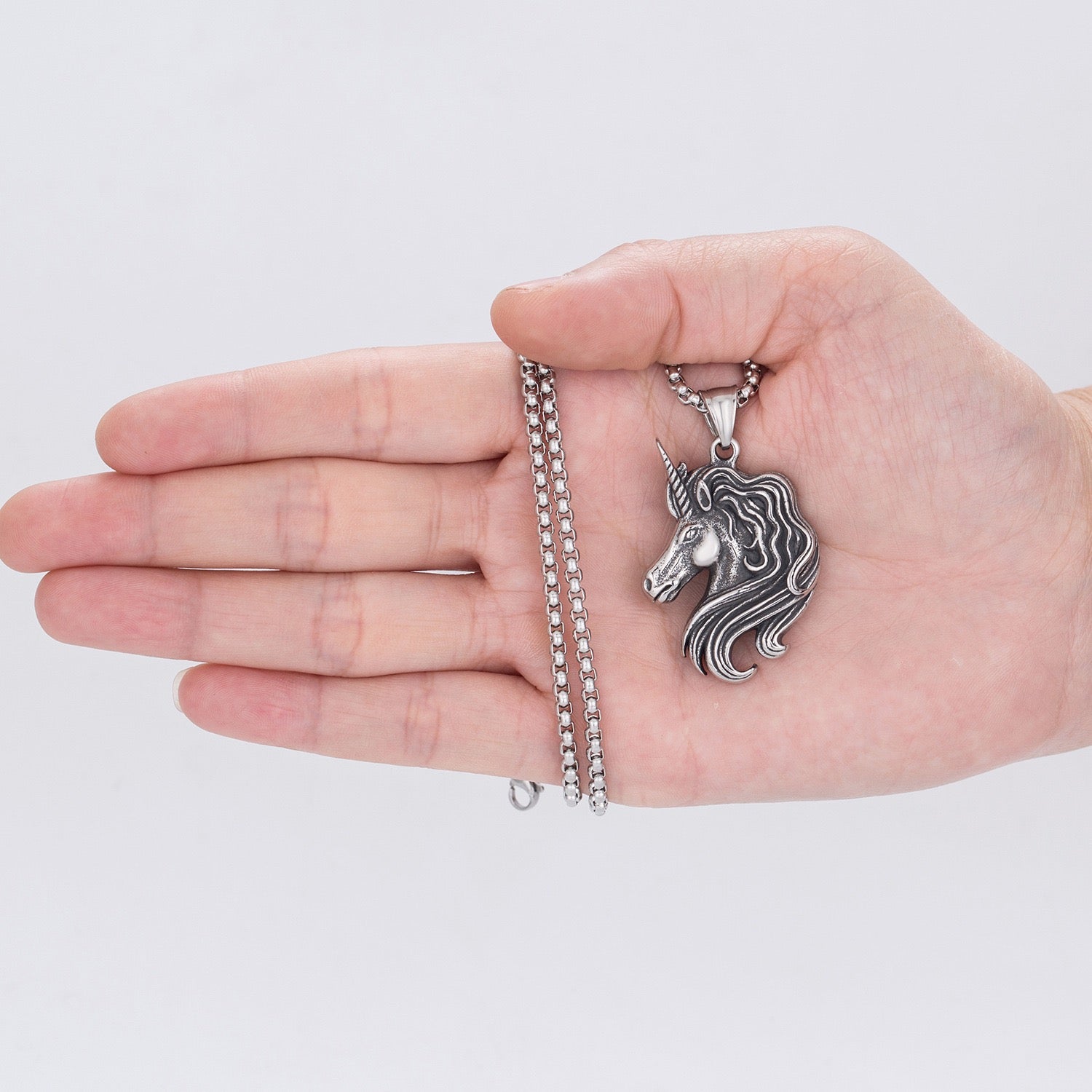 Stainless Steel Unicorn Head Necklace
