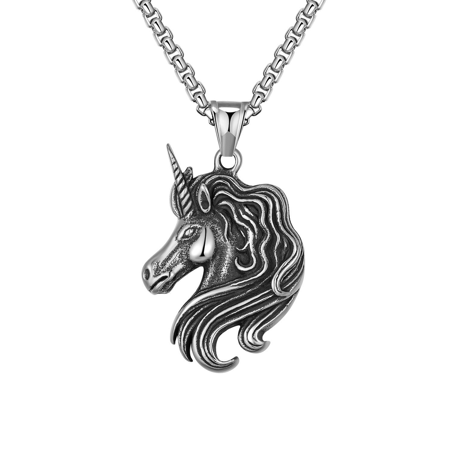 Stainless Steel Unicorn Head Necklace