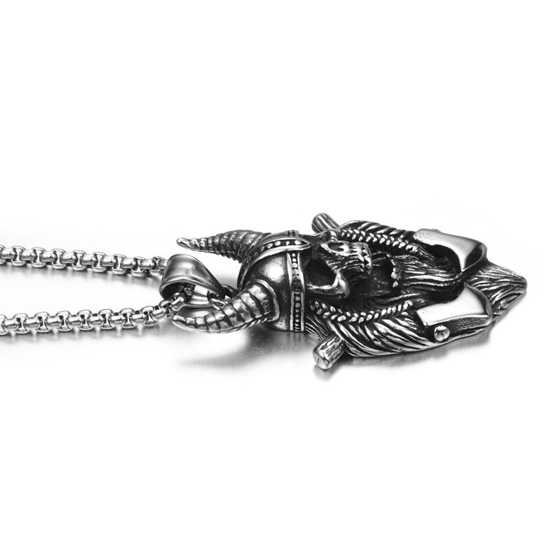 Stainless Steel Goat Horn Devil Skull Necklace