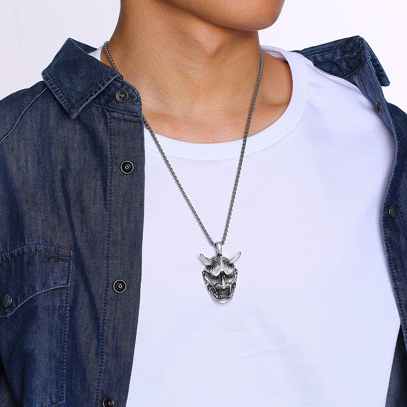 Stainless Steel Japanese Ninja Mask Necklace