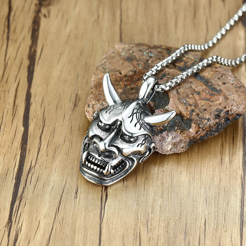 Stainless Steel Japanese Ninja Mask Necklace