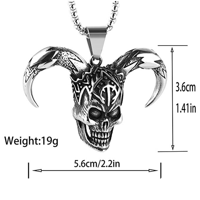Stainless Steel Joker Skull Goat Head Necklace