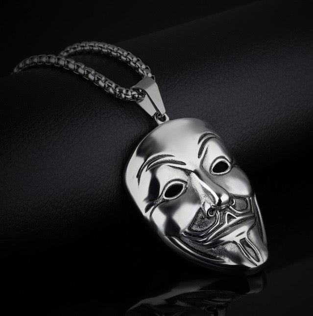 Stainless Steel Guy Fawkes Mask Necklace Vendetta