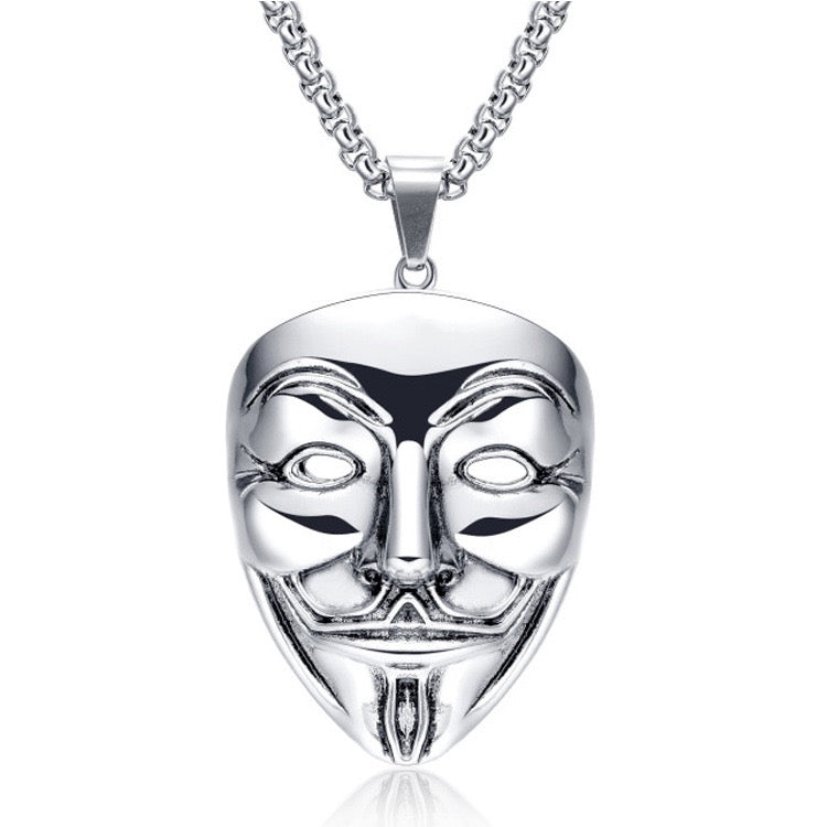 Stainless Steel Guy Fawkes Mask Necklace Vendetta