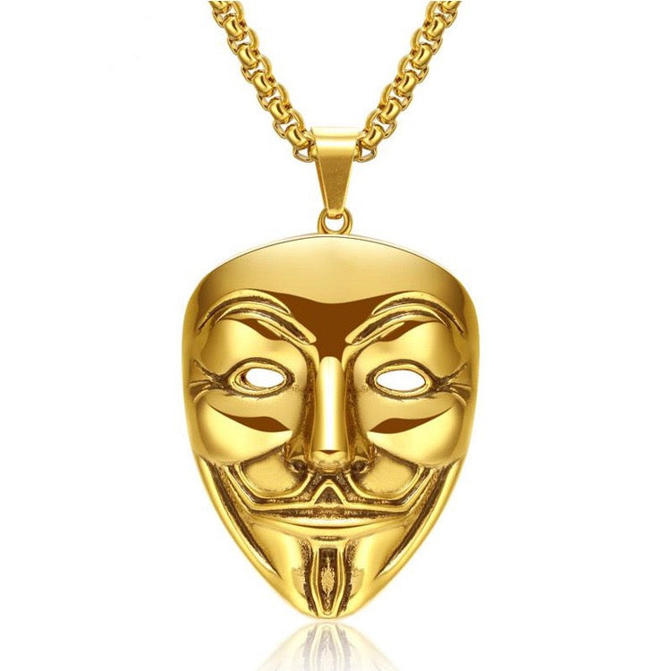 Stainless Steel Guy Fawkes Mask Necklace Vendetta
