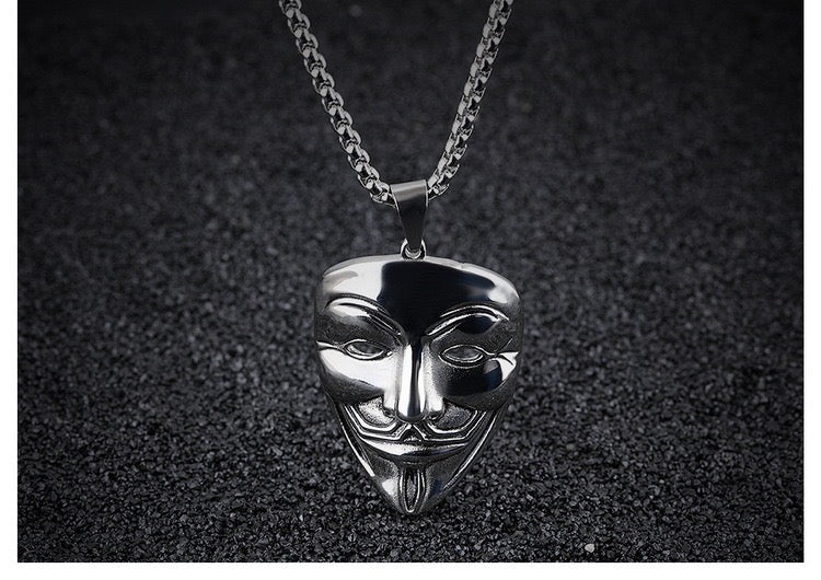 Stainless Steel Guy Fawkes Mask Necklace Vendetta