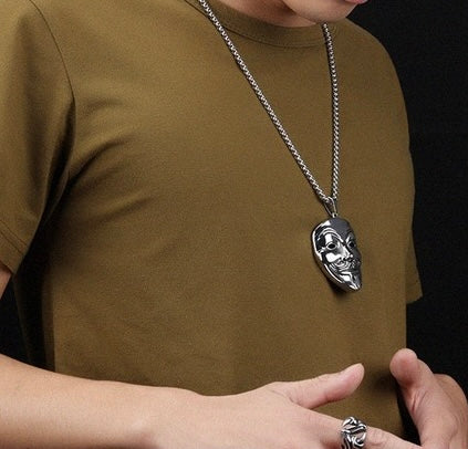 Stainless Steel Guy Fawkes Mask Necklace Vendetta