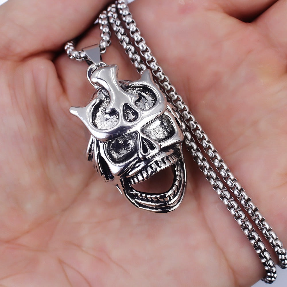 Stainless Steel Dark Scream Skull Necklace