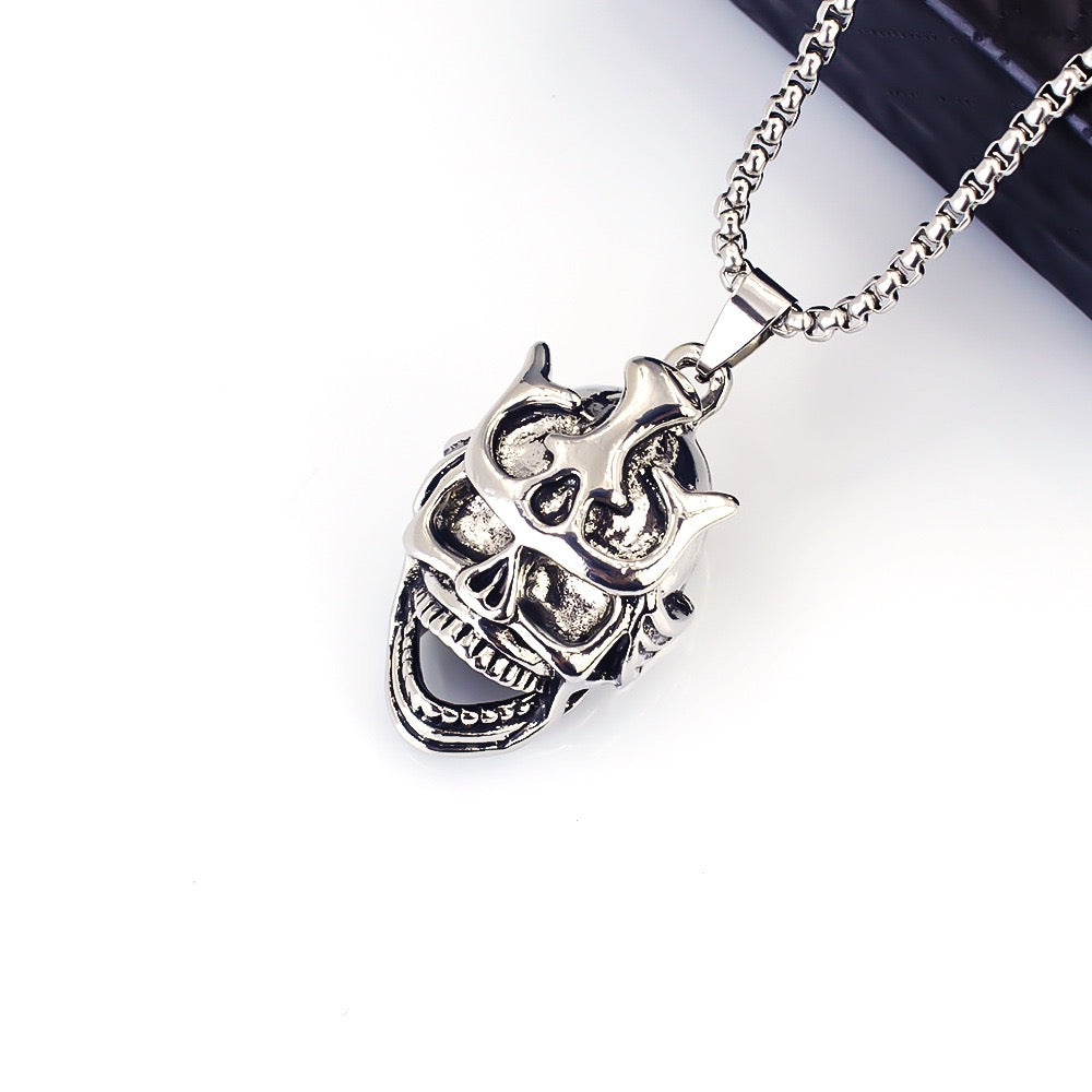 Stainless Steel Dark Scream Skull Necklace