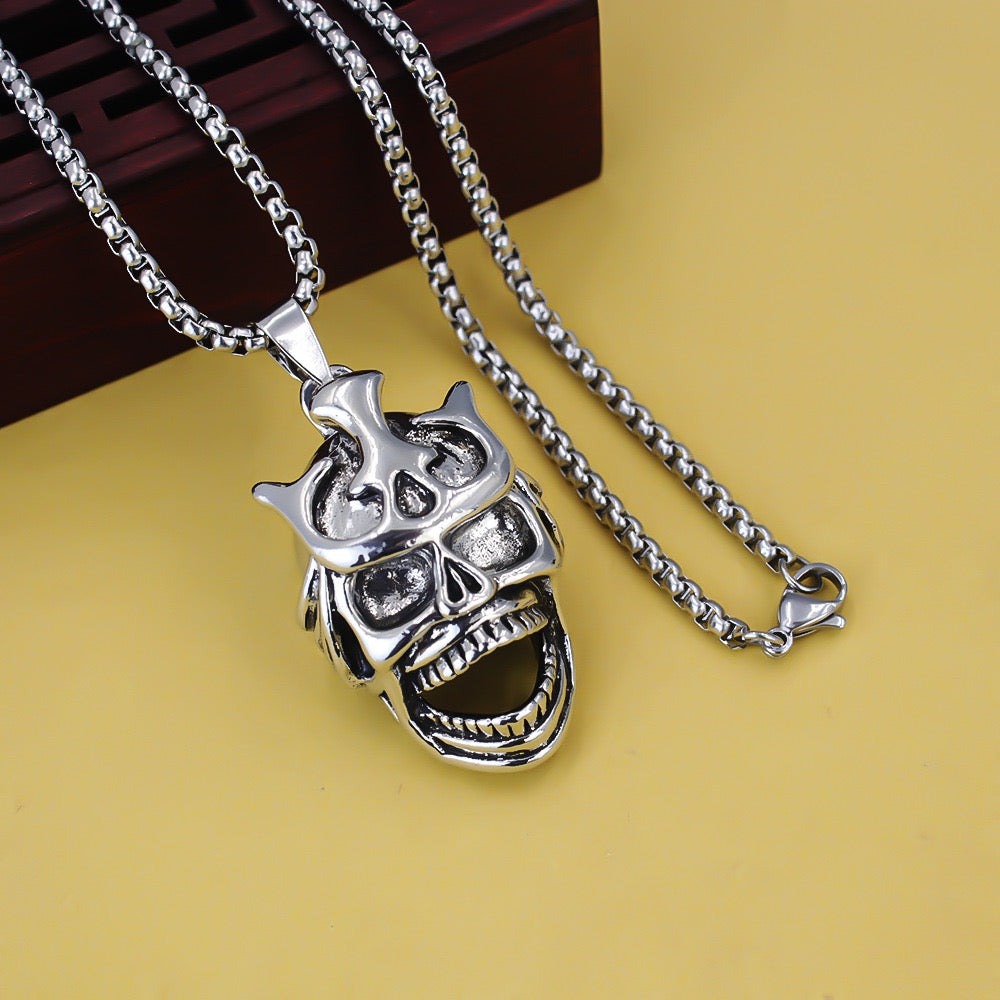 Stainless Steel Dark Scream Skull Necklace