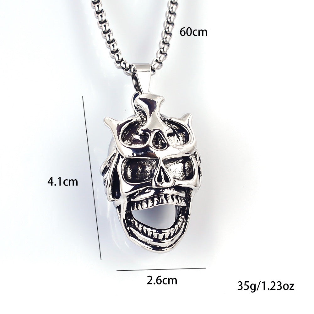 Stainless Steel Dark Scream Skull Necklace