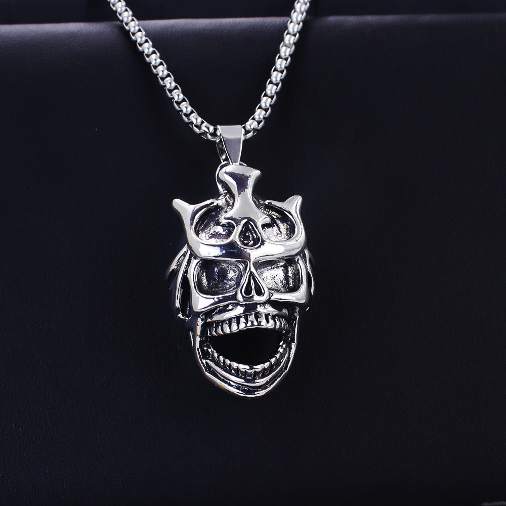 Stainless Steel Dark Scream Skull Necklace