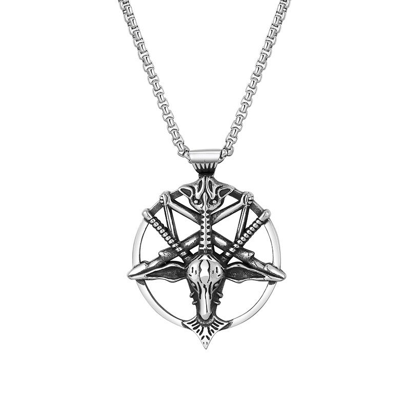 Stainless Steel Satanic Goat Head Necklace