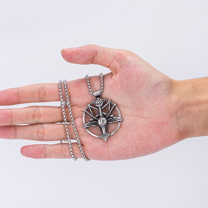 Stainless Steel Satanic Goat Head Necklace