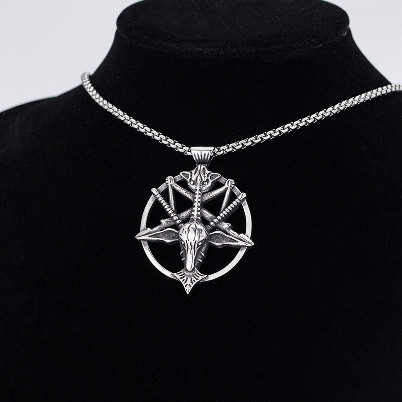 Stainless Steel Satanic Goat Head Necklace