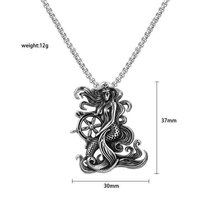 Stainless Steel Mermaid Anchor Necklace