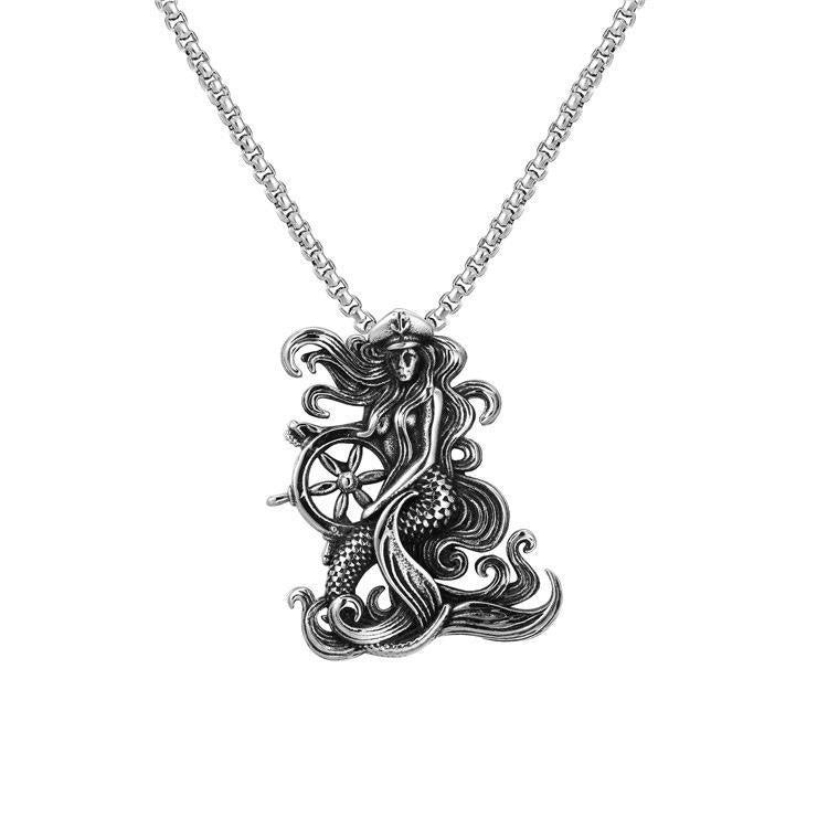 Stainless Steel Mermaid Anchor Necklace