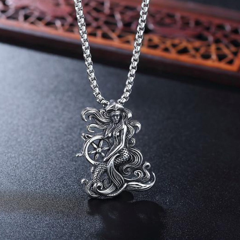 Stainless Steel Mermaid Anchor Necklace