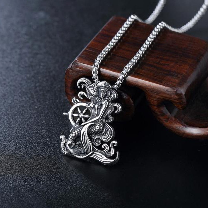 Stainless Steel Mermaid Anchor Necklace