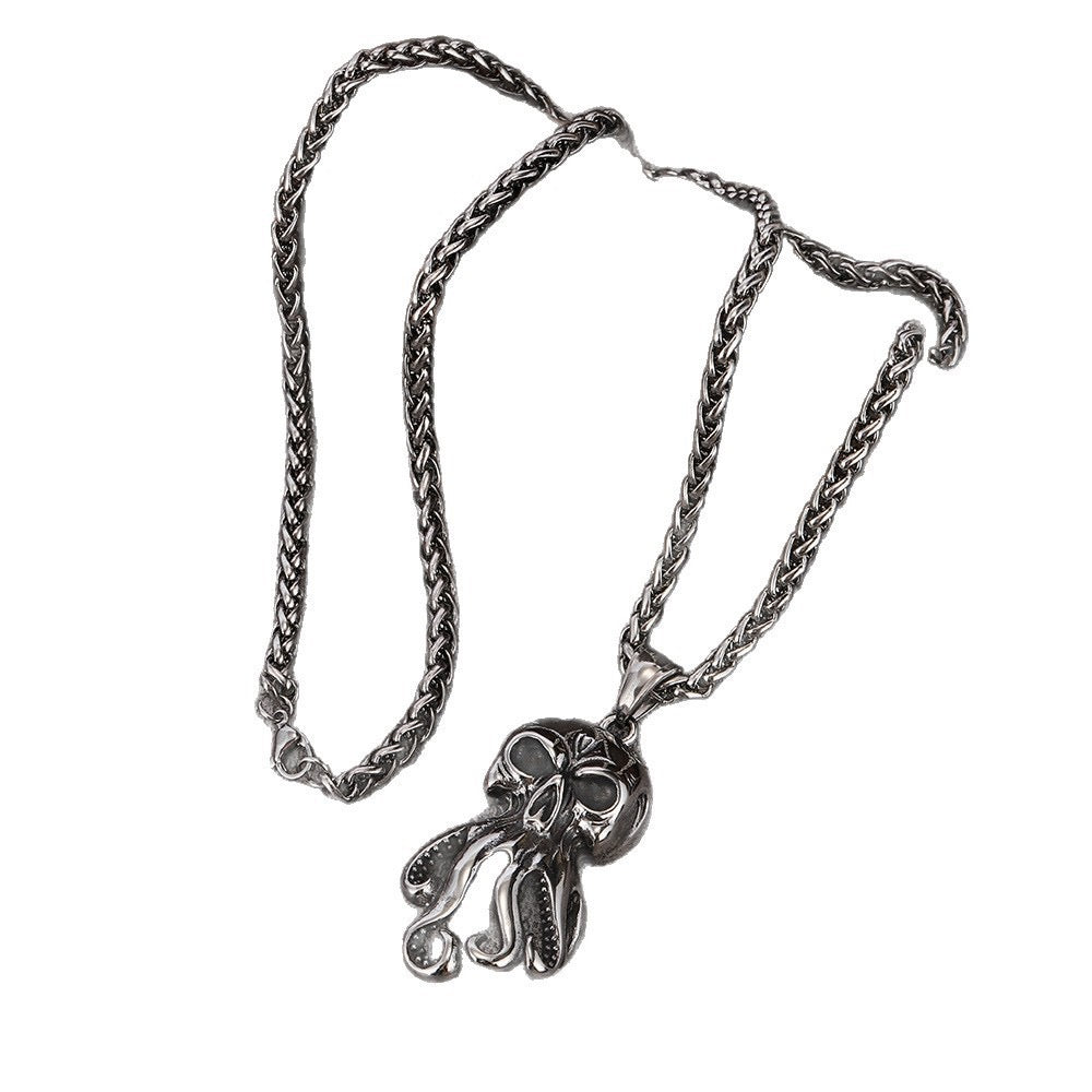 Stainless Steel Skull Octopus Necklace