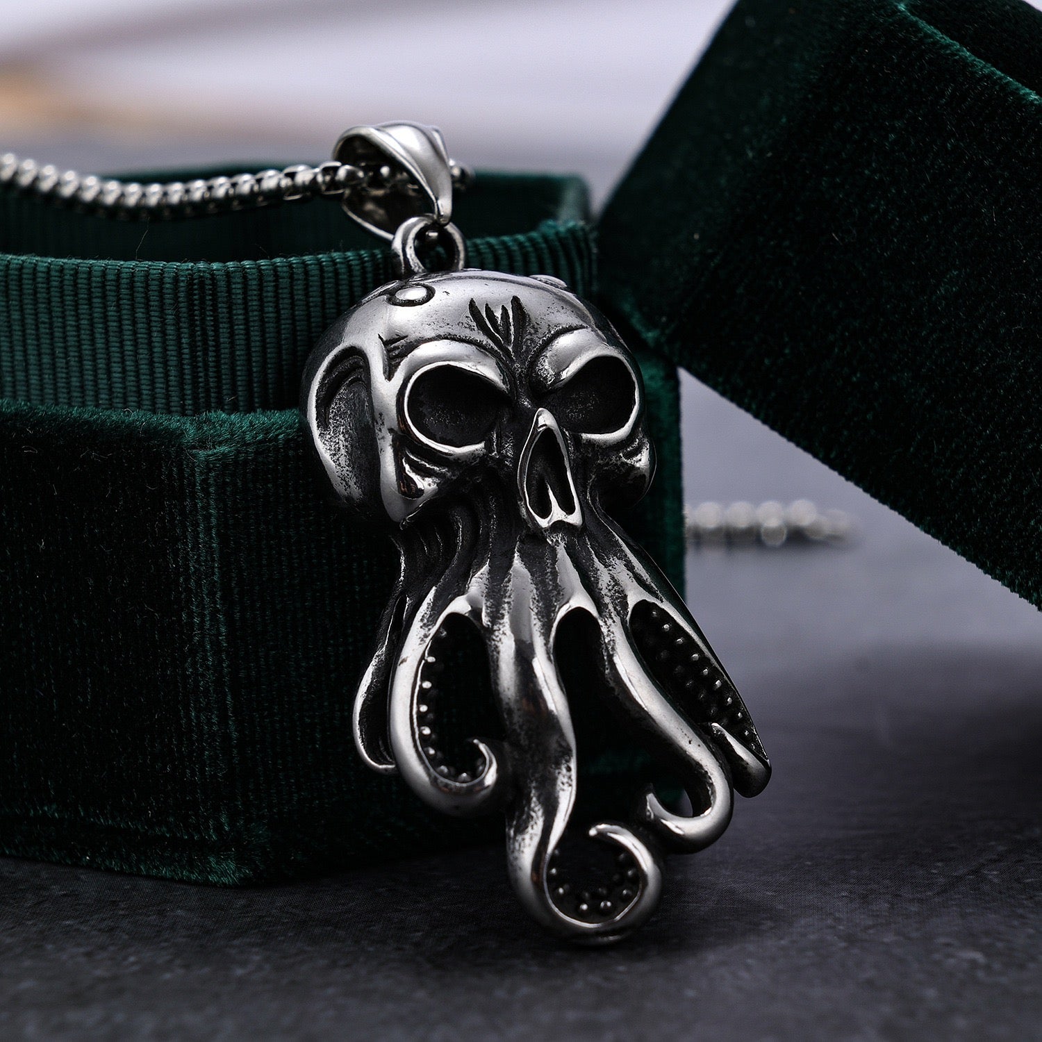 Stainless Steel Skull Octopus Necklace
