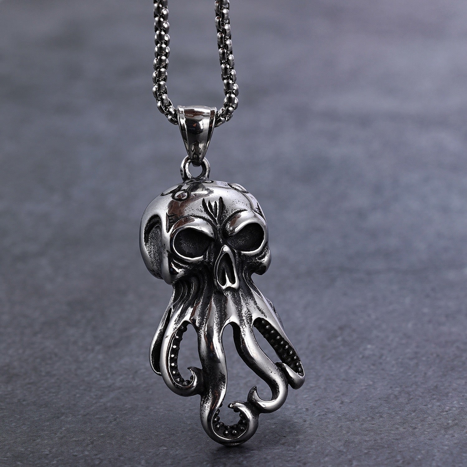 Stainless Steel Skull Octopus Necklace