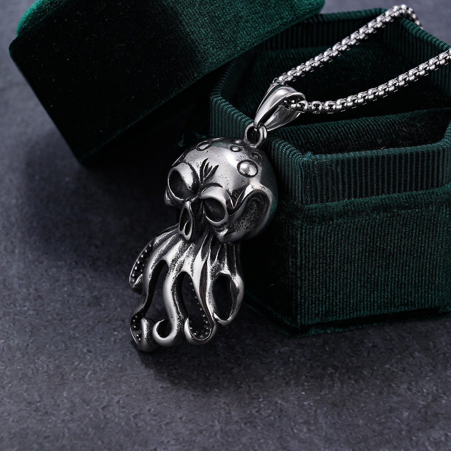 Stainless Steel Skull Octopus Necklace