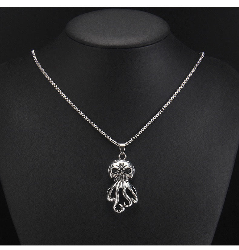 Stainless Steel Skull Octopus Necklace