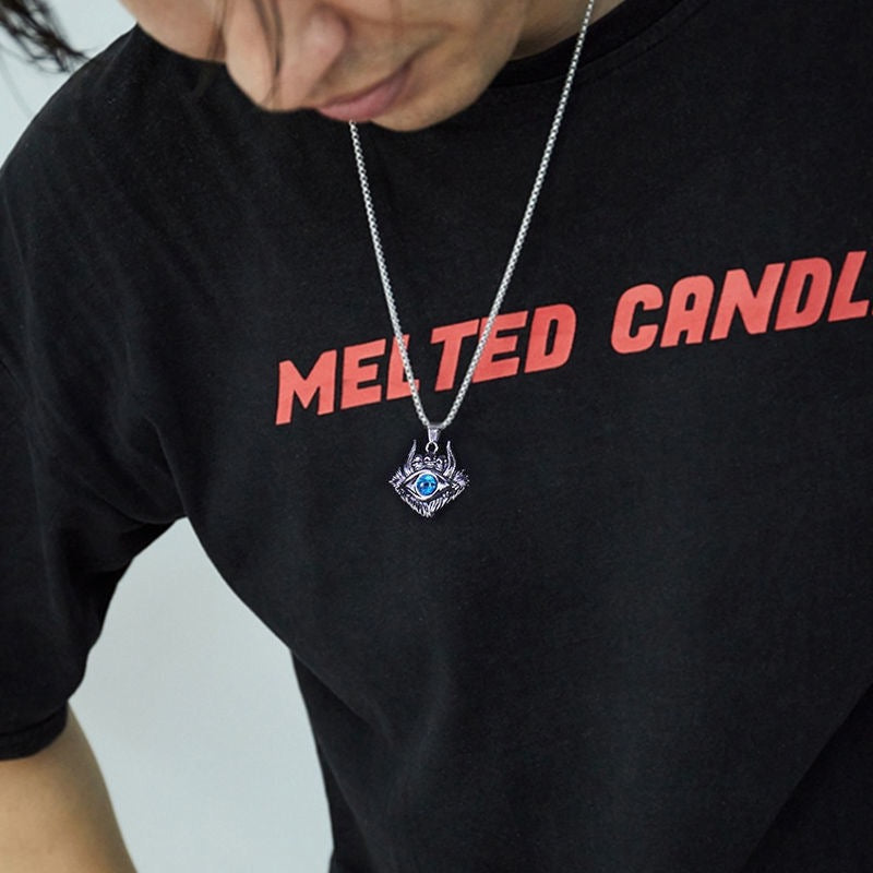 Stainless Steel Demon Eye with Skull Necklace