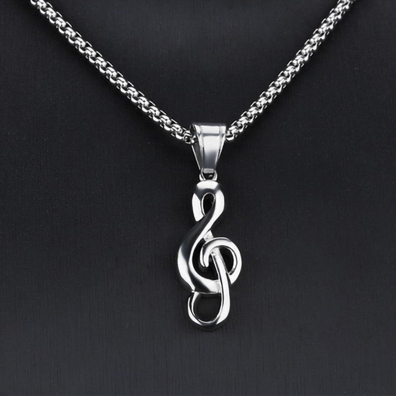 Stainless Steel Treble Clef  G Clef Necklace muscial