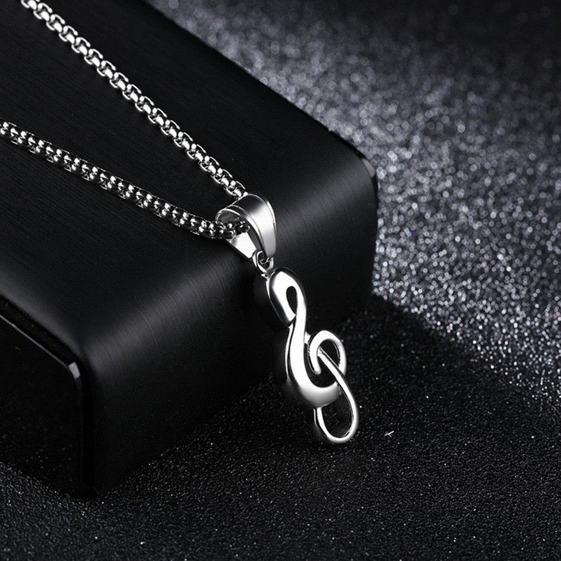 Stainless Steel Treble Clef  G Clef Necklace muscial