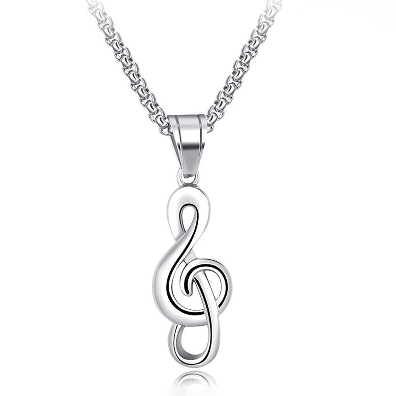 Stainless Steel Treble Clef  G Clef Necklace muscial