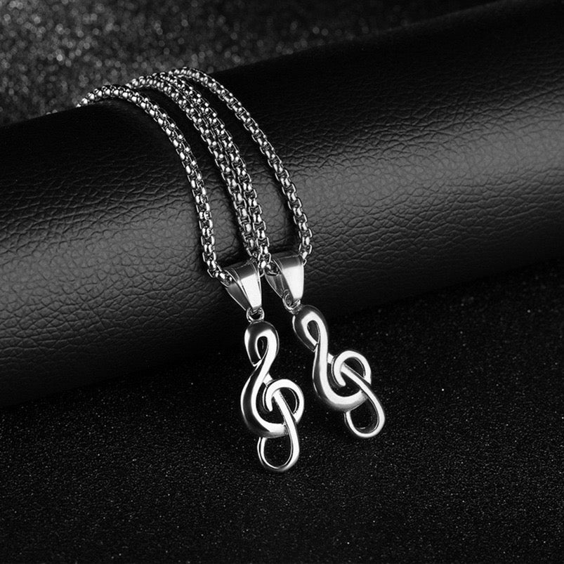 Stainless Steel Treble Clef  G Clef Necklace muscial