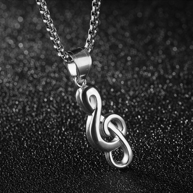 Stainless Steel Treble Clef  G Clef Necklace muscial