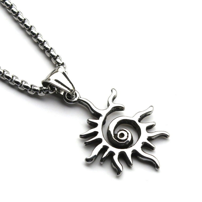Stainless Steel  Rotating Sun Necklace