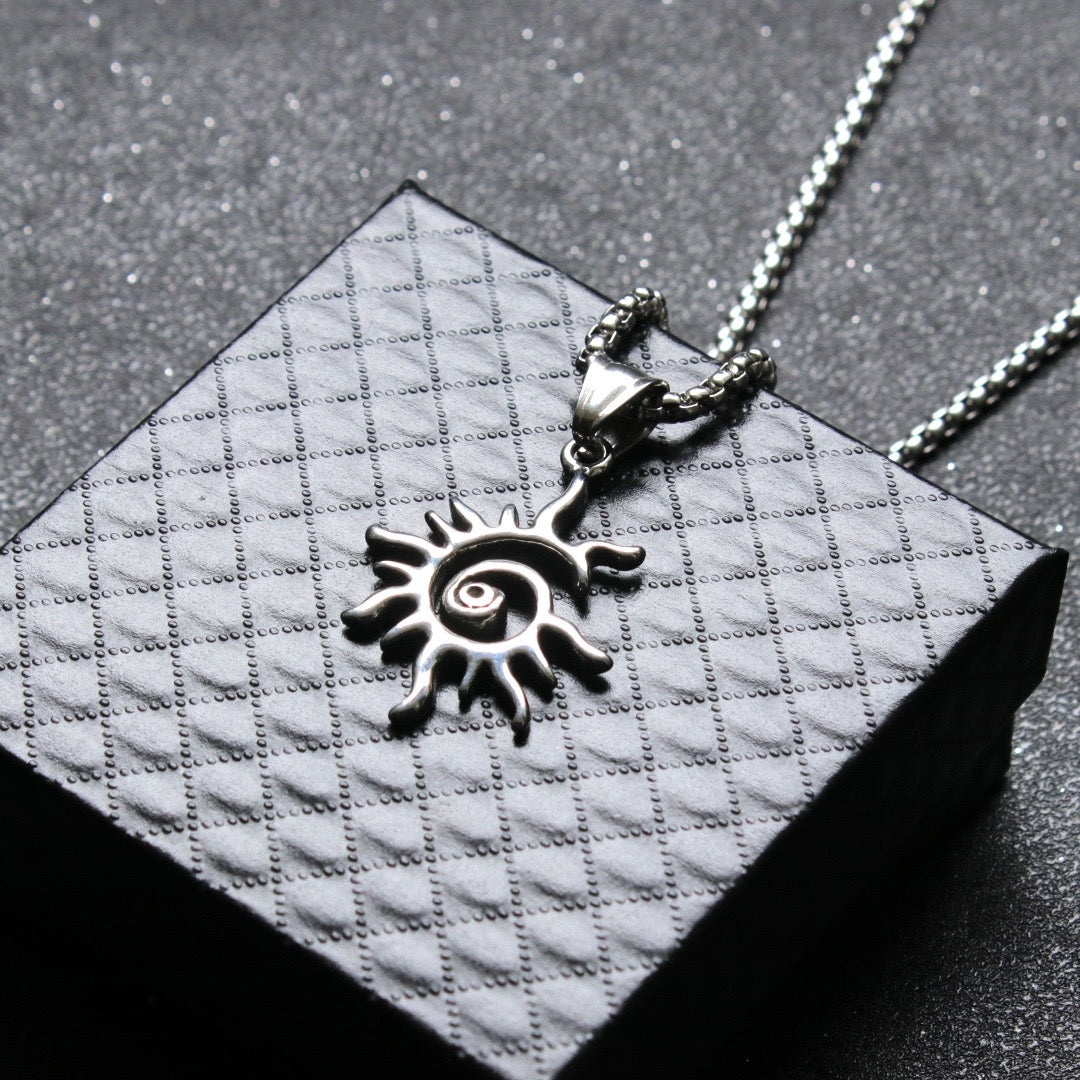 Stainless Steel  Rotating Sun Necklace