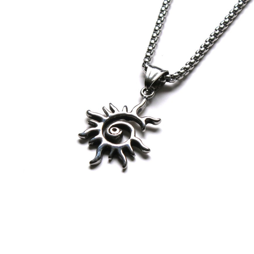 Stainless Steel  Rotating Sun Necklace