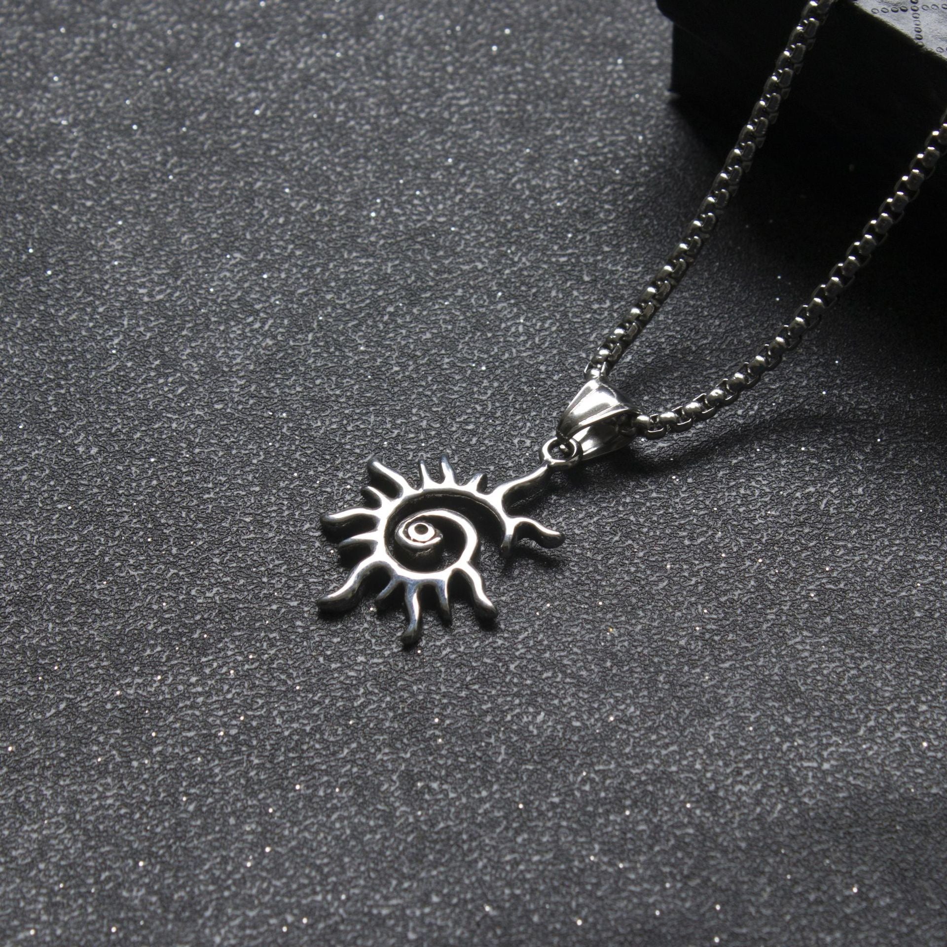 Stainless Steel  Rotating Sun Necklace