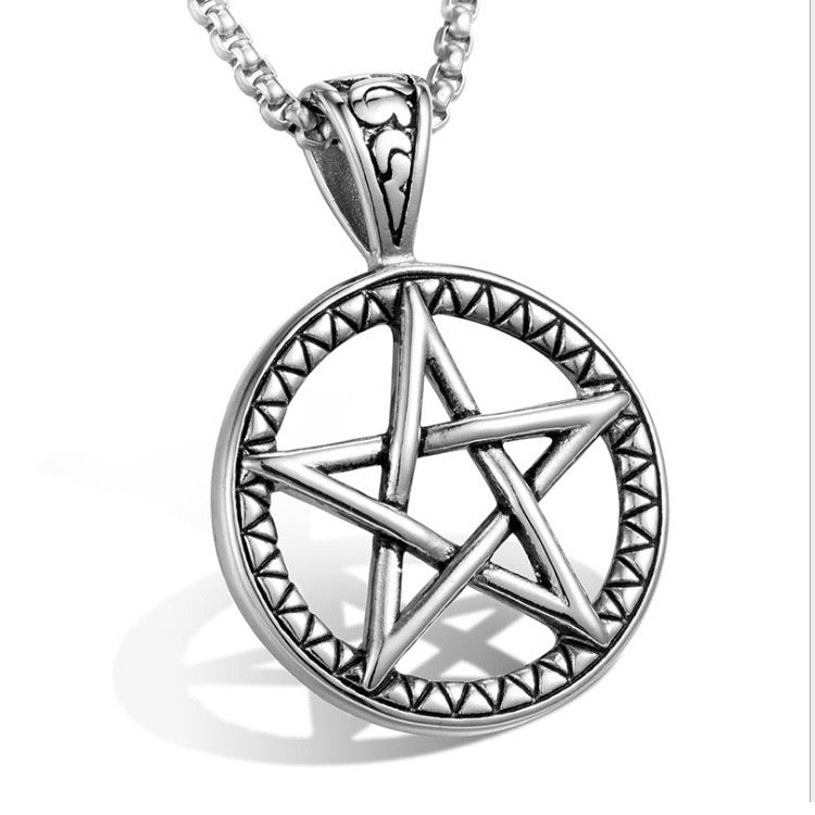 Stainless Steel Hexagram Amulet Necklace